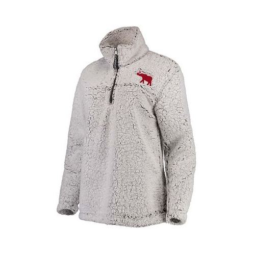Boxercraft Womens Gray Alabama Crimson Tide Sherpa Super-Soft Quarter-Zip Pullover Jacket
