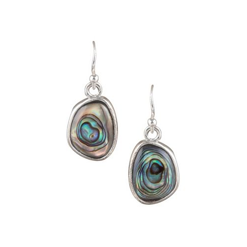 Barse Womens Lush Sterling Silver and Abalone Shell Drop Earrings