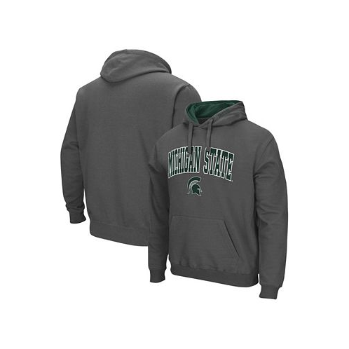 Colosseum Mens Charcoal Michigan State Spartans Arch Logo 3.0 Pullover Hoodie