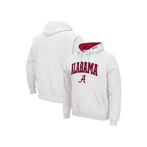 Colosseum Mens White Alabama Crimson Tide Arch and Logo 3.0 Pullover Hoodie