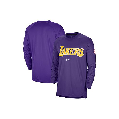 Nike Mens Purple Los Angeles Lakers 75th Anniversary Pregame Shooting Performance Raglan Long Sleeve T-shirt