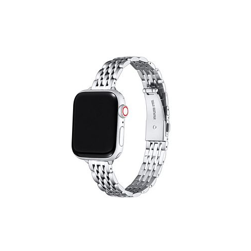 Posh Tech Rainey Skinny Silver-tone Stainless Steel Alloy Link Band for Apple Watch 38mm-40mm
