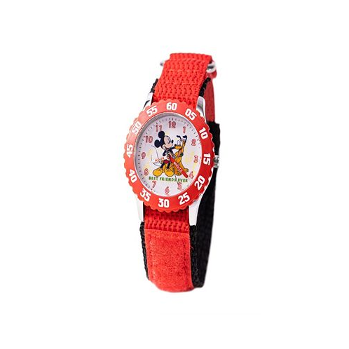 Ewatchfactory Boys Disney Mickey Mouse Red Nylon Strap Watch 32mm
