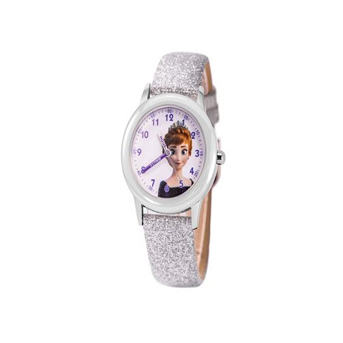 Ewatchfactory Girls Disney Frozen 2 Anna Elsa White Leather Strap Watch 32mm