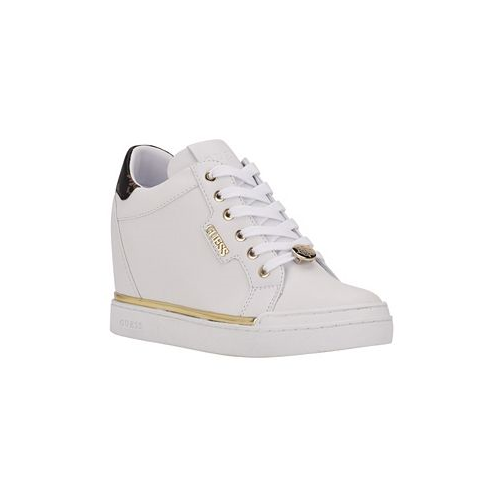 GUESS Womens Faster Lace Up Fashion Logo Wedge Sneakers
