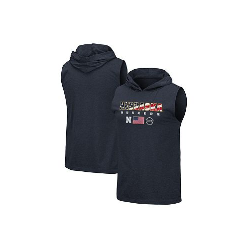 Colosseum Mens Navy Nebraska Huskers OHT Military-Inspired Appreciation Americana Hoodie Sleeveless T-shirt