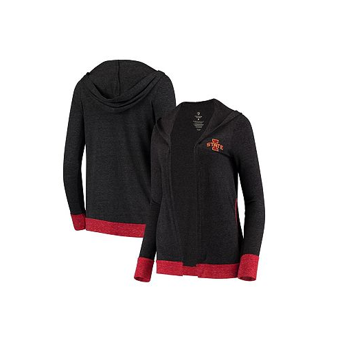 Colosseum Womens Charcoal Iowa State Cyclones Steeplechase Open Hooded Tri-Blend Cardigan