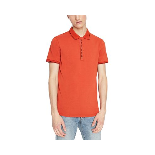 A|X Armani Exchange Mens Slim Fit Short-Sleeve Tipped-Collar Logo-Placket Polo Shirt
