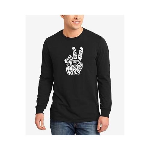 LA Pop Art Mens Word Art Long Sleeve Peace Out T-shirt