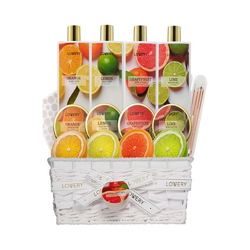 Lovery Bath and Body Care Gift Set Home Spa Kit in Lemon Orange Grapefruit Lime Scents Relaxing Stress Relief Gift 19 Piece