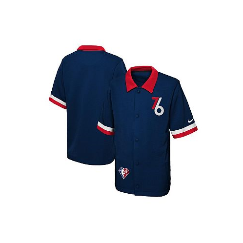 Nike Big Boys Navy Philadelphia 76ers 2021/22 City Edition Therma Flex Short Sleeve Collar Jacket