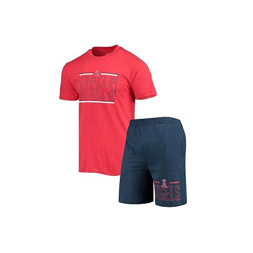 Concepts Sport Mens Navy and Red Los Angeles Angels Meter T-shirt and Shorts Sleep Set