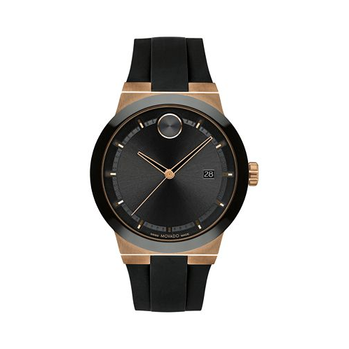 Movado Mens Swiss Fusion Bold Black Silicone Strap Watch 42mm