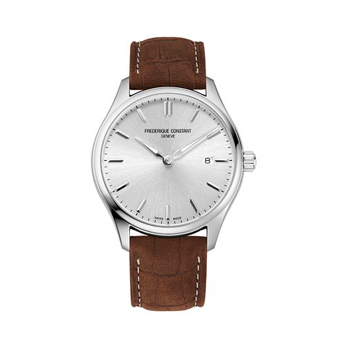 Frederique Constant Mens Swiss Classics Brown Leather Strap Watch 40mm
