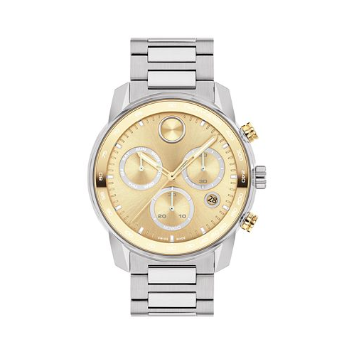 Movado Mens Swiss Chronograph Bold Verso Stainless Steel Bracelet Watch 44mm