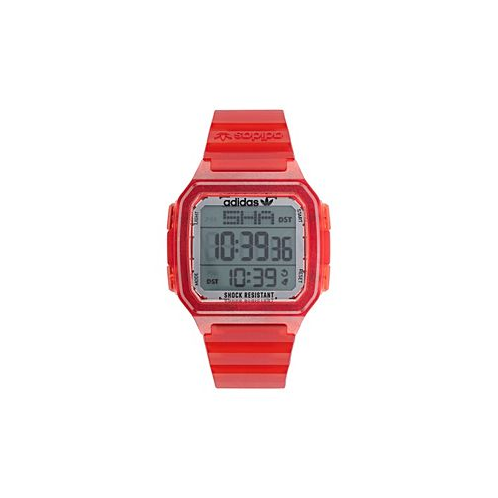Adidas Unisex Gmt Digital One Gmt Red Resin Strap Watch 47mm
