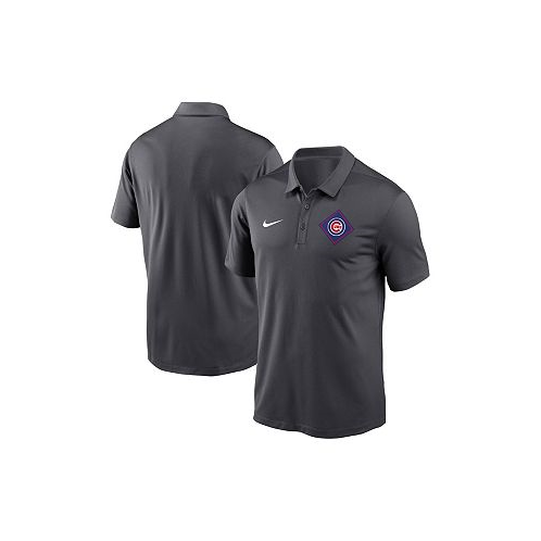 Nike Mens Anthracite Chicago Cubs Diamond Icon Franchise Performance Polo Shirt
