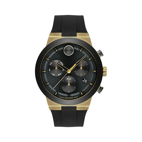 Movado Mens Swiss Chronograph Bold Fusion Black Silicone Strap Watch 45mm