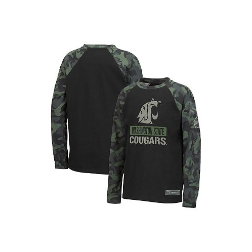 Colosseum Big Boys Black Camo Washington State Cougars OHT Military-Inspired Appreciation Raglan Long Sleeve T-shirt