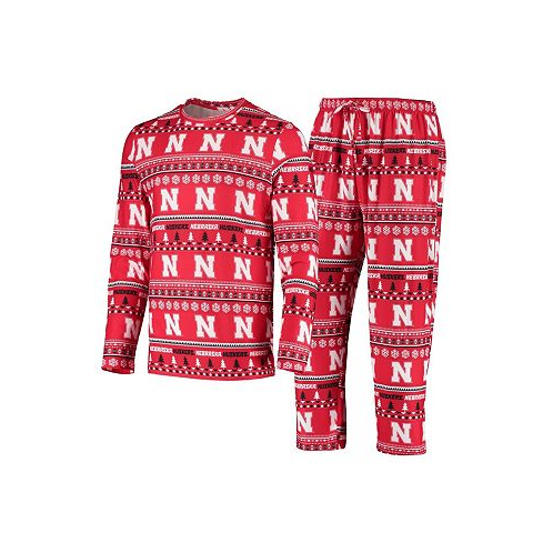 Concepts Sport Mens Scarlet Nebraska Huskers Ugly Sweater Knit Long Sleeve Top and Pant Set