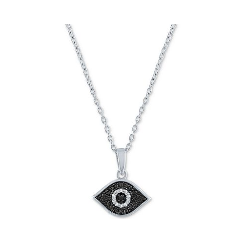Macys Black & White Diamond Accent Evil Eye Pendant Necklace in Sterling Silver 16 + 2 extender