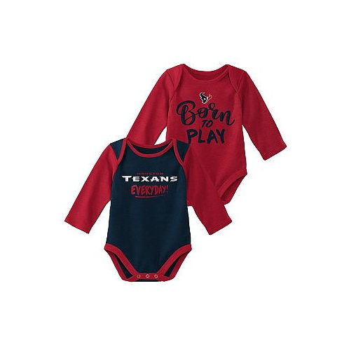 Outerstuff Newborn and Infant Boys and Girls Red Navy Houston Texans 2-Pack Little Player Long Sleeve Bodysuit Set