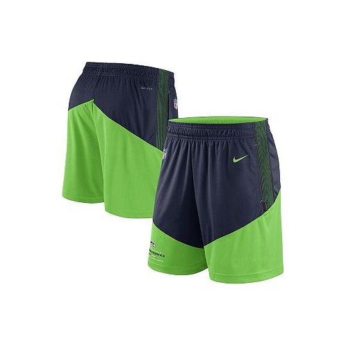 Nike Mens Navy Neon Green Seattle Seahawks Primary Lockup Performance Shorts