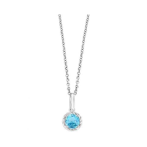 EFFY Collection EFFY Blue Topaz Rope-Framed 18 Pendant Necklace (5/8 ct. t.w.) in Sterling Silver