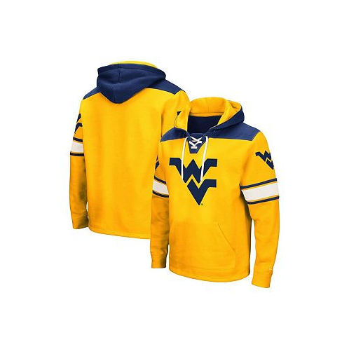 Colosseum Mens Gold West Virginia Mountaineers 2.0 Lace-Up Logo Pullover Hoodie