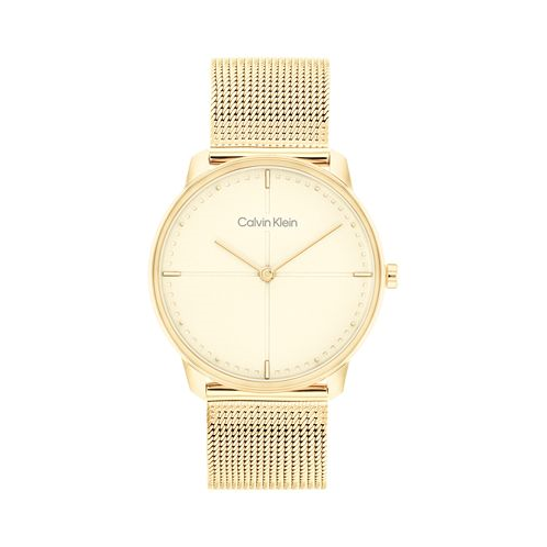 Calvin Klein Unisex Gold-Tone Stainless Steel Mesh Bracelet Watch 35mm