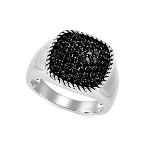 Macys Mens Lab Created Black Spinel (1-1/2 ct.tw.) Band Ring in Sterling Silver