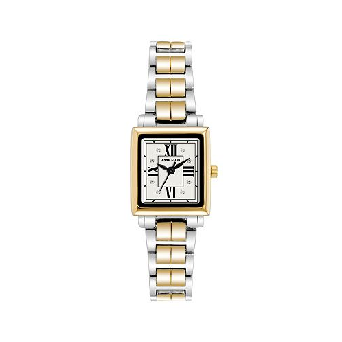 Anne Klein Womens Three-Hand Quartz Square Gold-Tone and Silver-Tone Alloy Bracelet Watch 21mm