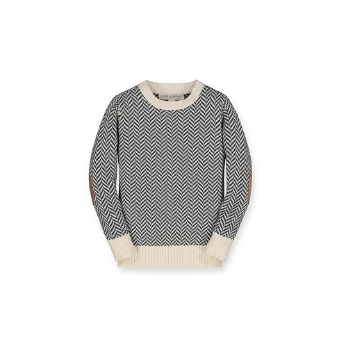 Hope & Henry Boys Organic Crewneck Pullover Sweater with Elbow Patches Kids
