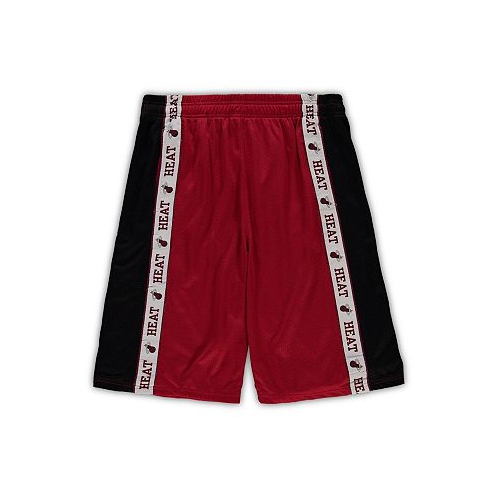 Fanatics Mens Red and Black Miami Heat Big and Tall Tape Mesh Shorts