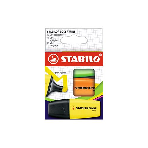 Stabilo Boss Mini Highlighter 3 Piece Color Wallet Set