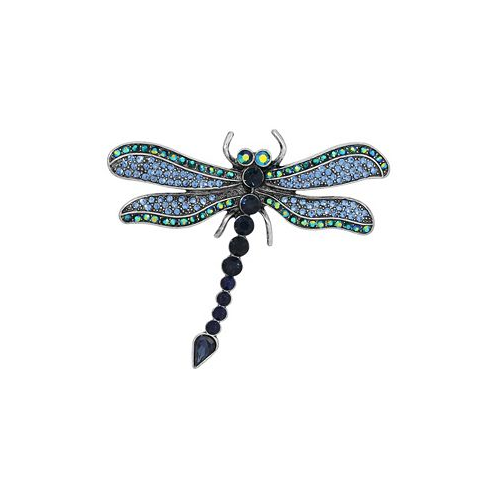 2028 Silver-Tone Ab Glass Stone Dragonfly Pin