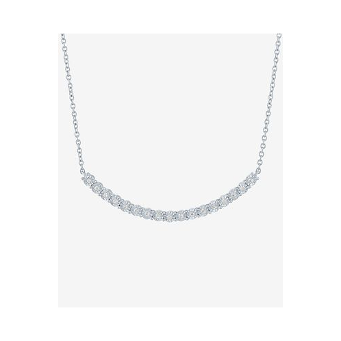 Macys Diamond Curved Bar 18 Collar Necklace (1/10 ct. t.w.) in Sterling Silver