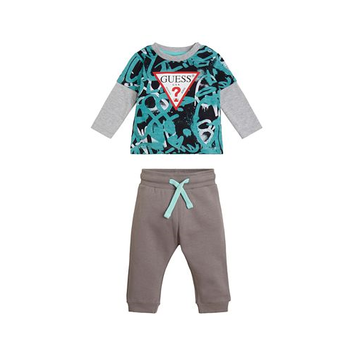 GUESS Baby Boys Triangle Stream Jersey and Joggers 2 Piece Set