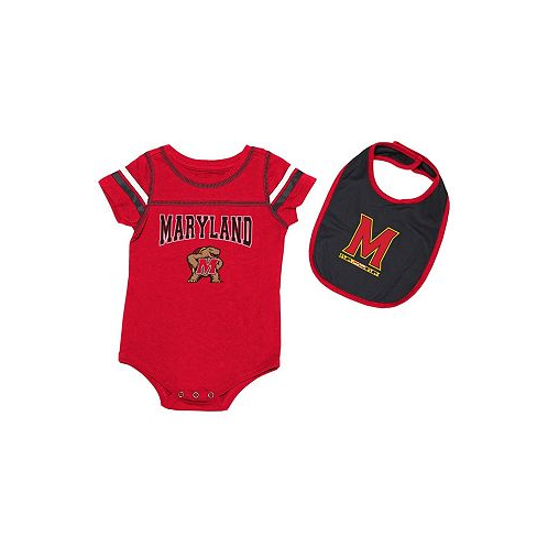 Colosseum Newborn and Infant Boys and Girls Red Maryland Terrapins Chocolate Bodysuit and Bib Set