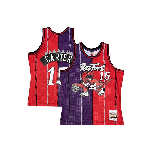 Mitchell & Ness Mens Vince Carter Purple Red Toronto Raptors Hardwood Classics 1998-99 Split Swingman Jersey