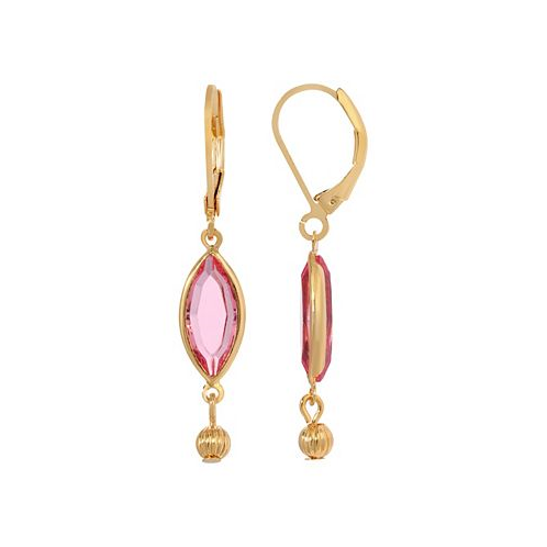 2028 Womens Gold-Tone Crystal Oval Drop Earrings