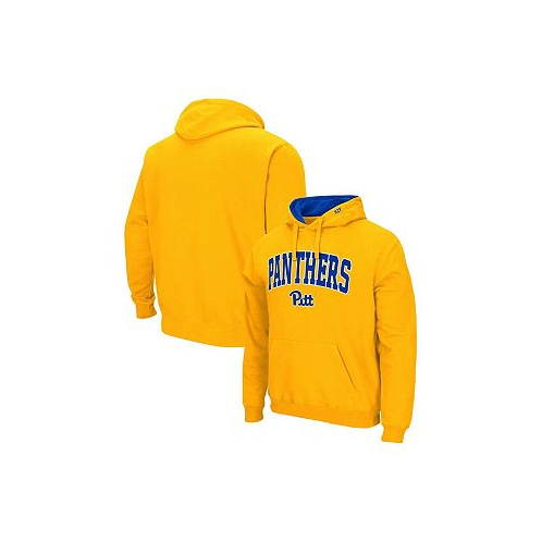 Colosseum Mens Gold Pitt Panthers Arch & Team Logo 3.0 Pullover Hoodie