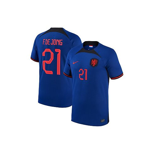 Nike Mens Frenkie de Jong Blue Netherlands National Team 2022/23 Away Breathe Stadium Replica Player Jersey