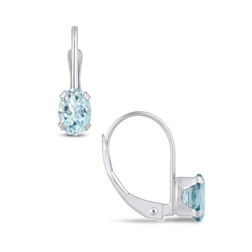 Macys Aquamarine (9/10 Ct. T.W.) Leverback Earrings in 10K Yellow Gold or White Gold
