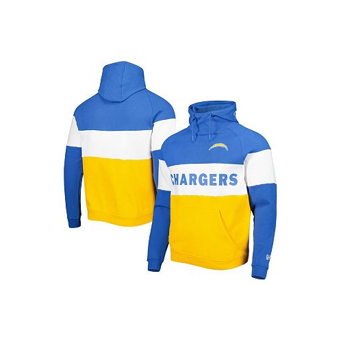 New Era Mens Gold Los Angeles Chargers Colorblock Current Pullover Hoodie
