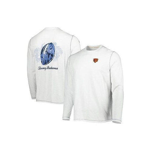 Tommy Bahama Mens White Chicago Bears Laces Out Billboard Long Sleeve T-shirt