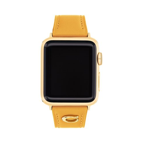 COACH Womens Gold-Tone Leather Band 38mm 41mm
