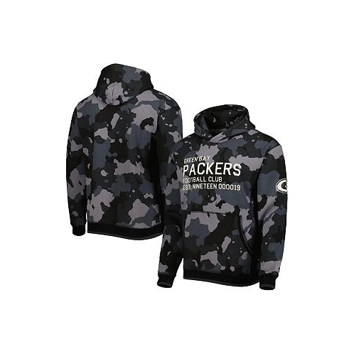 The Wild Collective Mens Black Green Bay Packers Camo Pullover Hoodie