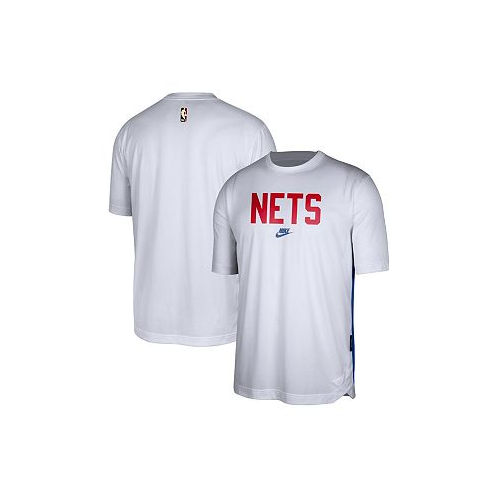Nike Mens White Brooklyn Nets Hardwood Classics Pregame Warmup Shooting Performance T-shirt
