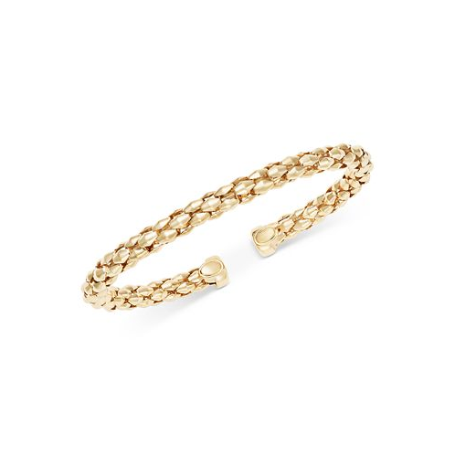 Italian Gold Pyramid Link Polished End Cuff Bracelet